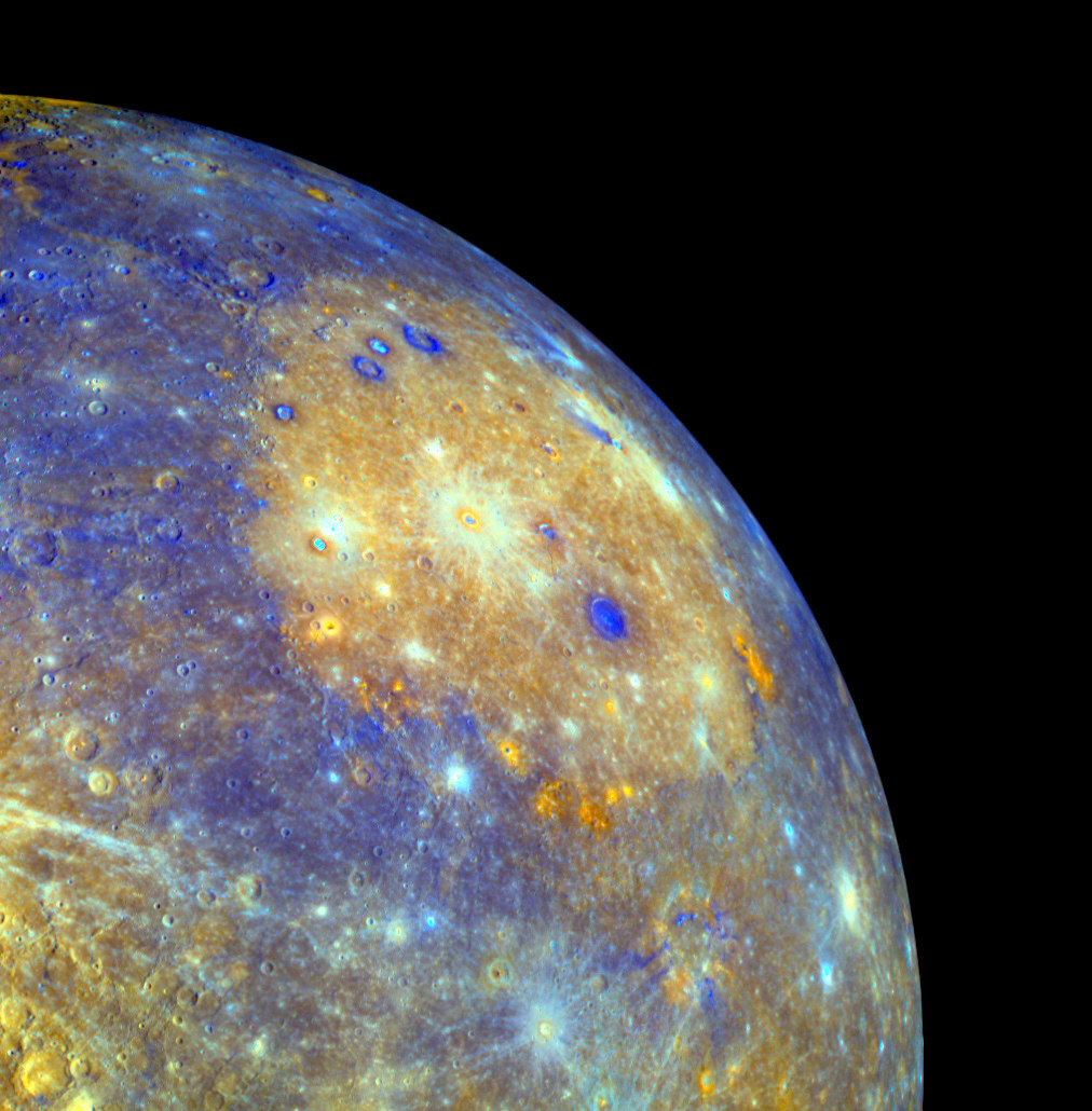 Color image of the Caloris basin and adjacent regions