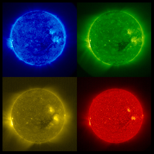 A mosaic of the extreme ultraviolet images from STEREO's SECCHI/Extreme Ultraviolet Imaging Telescope aboard the "A" observatory taken on Dec. 4, 2006