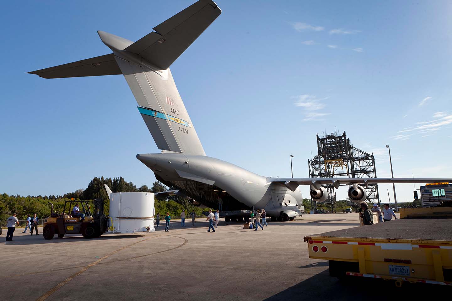 Cargo plane waiting for twin Radiation Belt Storm Probes