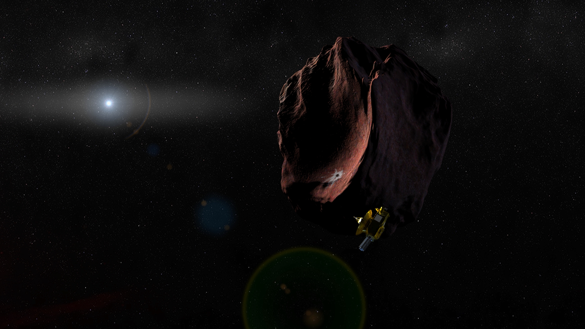 Artist’s impression of NASA’s New Horizons spacecraft encountering an object in the distant Kuiper Belt