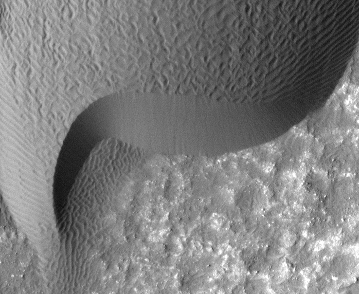 Rippling Dune Front in Herschel Crater on Mars
