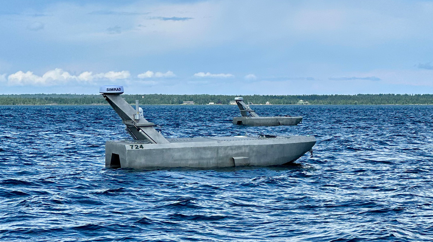 Two Sea Stalker vessels float on the water