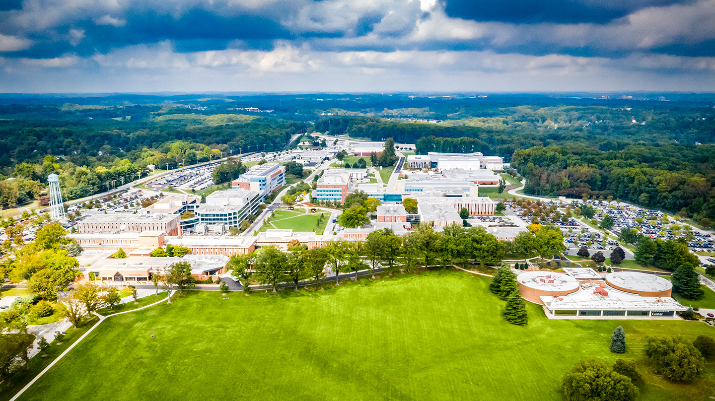 Aerial view of Johns Hopkins APL's campus