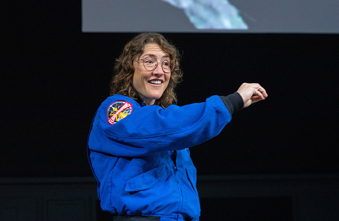 Astronaut and former APL electrical engineer Christina Koch delivers a colloquium on human spaceflight Dec. 1 at the Kossiakoff Center.